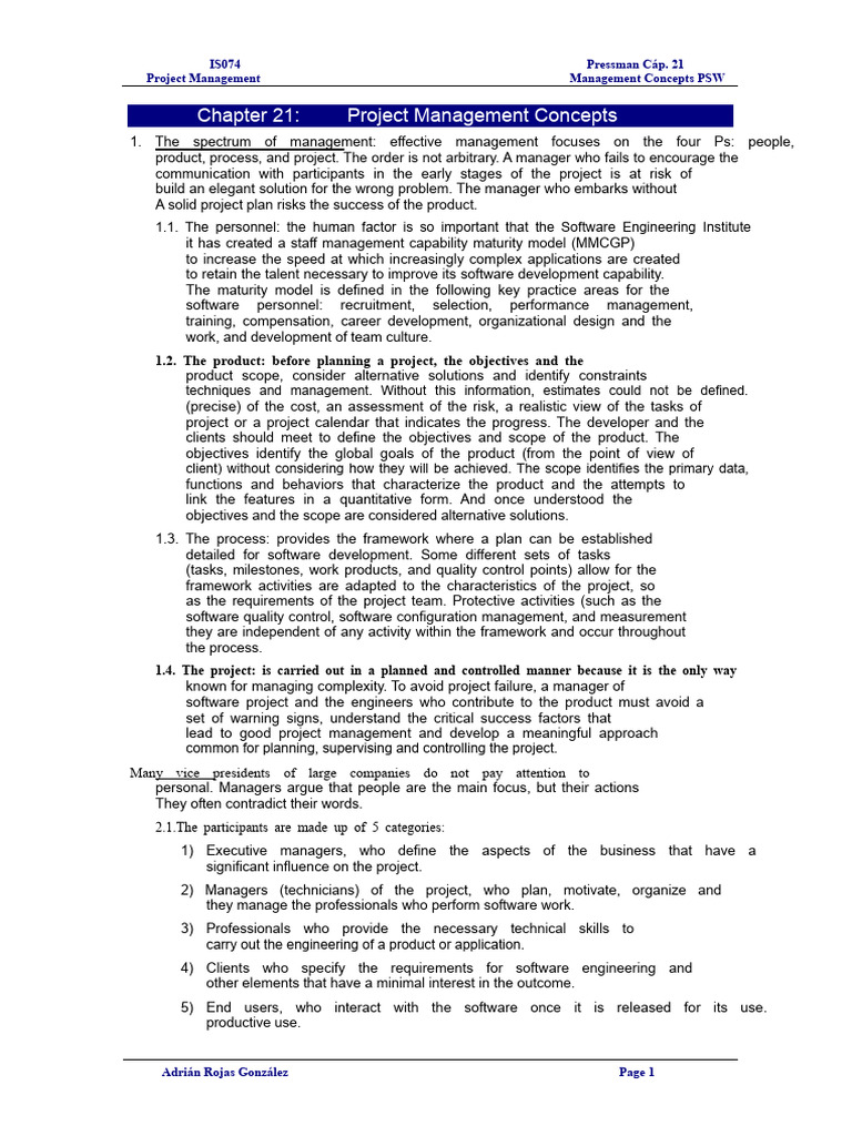 Project Management Concepts Overview | PDF | Project Management | Risk