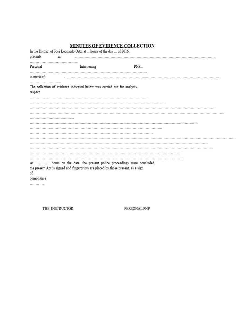 Evidence Collection Minutes Report | PDF | Evidence