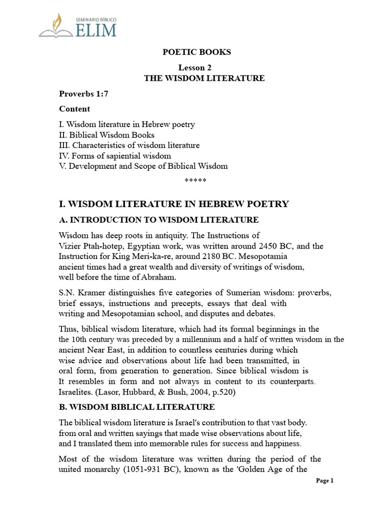Understanding Biblical Wisdom Literature | PDF | Wisdom Literature ...