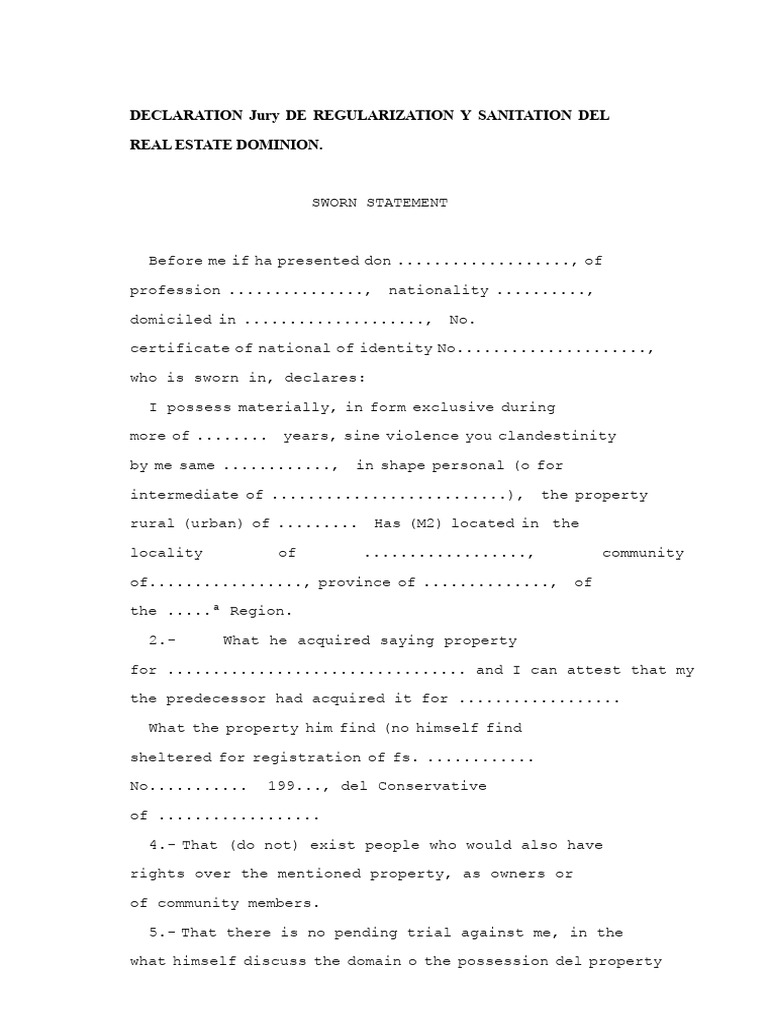 Jury Declaration for Property Regularization | PDF