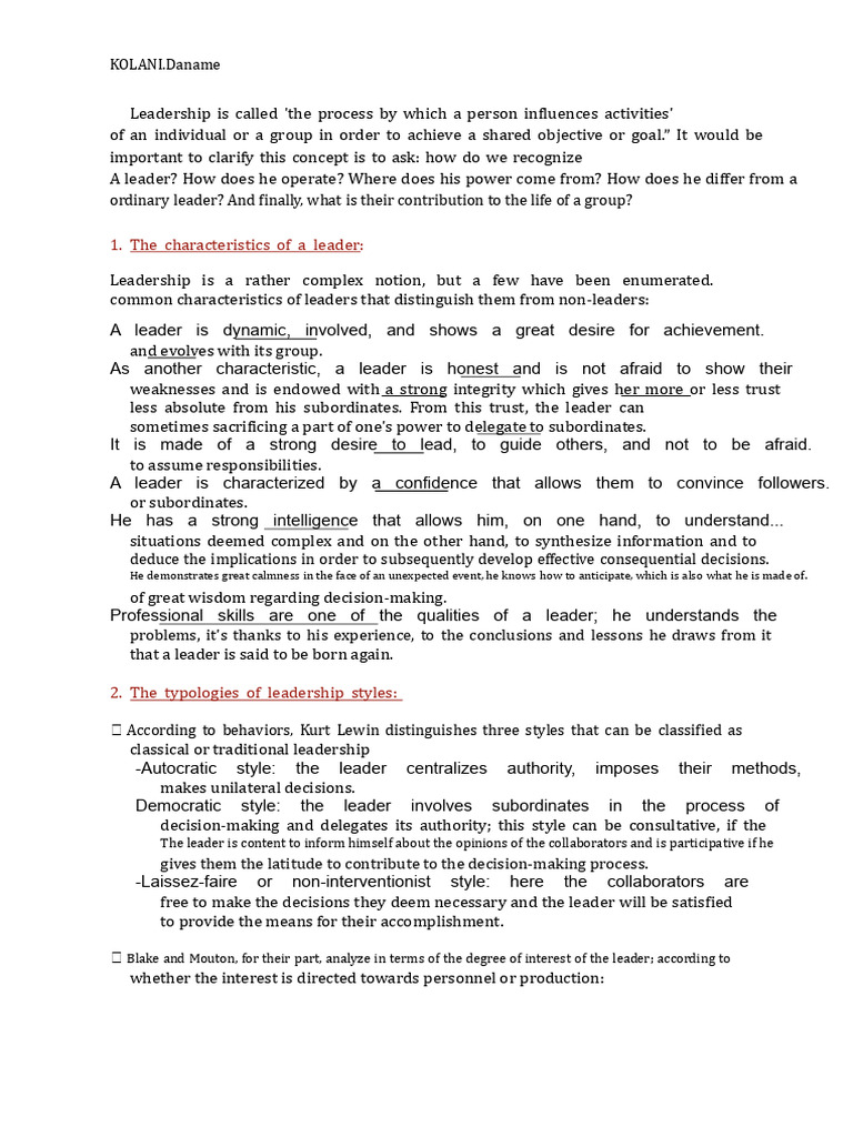 Understanding Leadership Styles and Traits | PDF | Leadership | Liberal ...