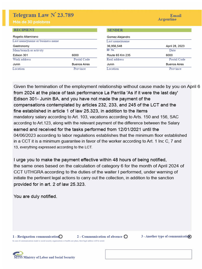 Telegram Consolidated Labor - Web - Compressed | PDF | Employment ...