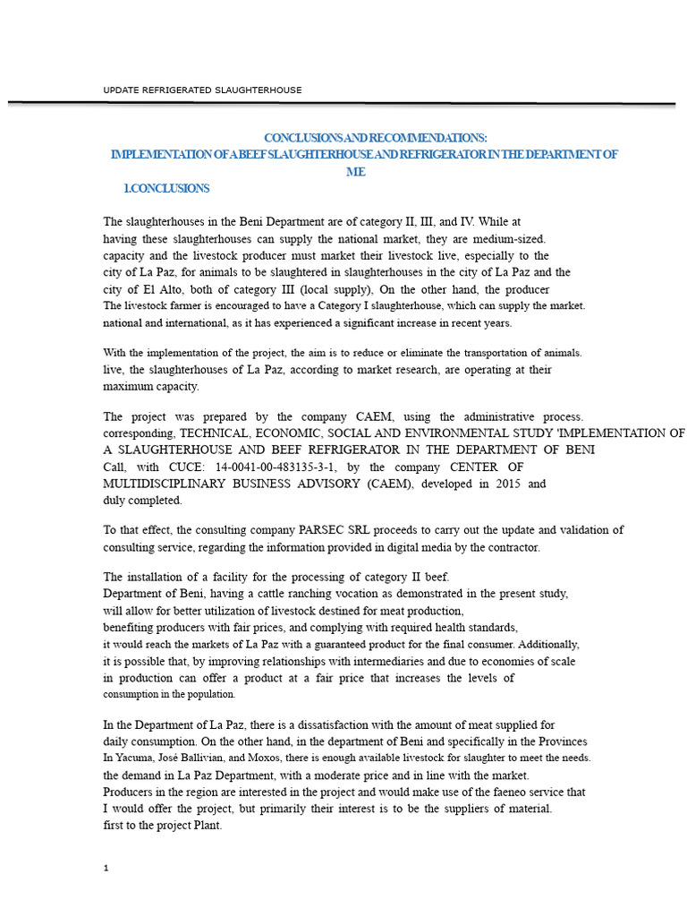 Beni Beef Slaughterhouse Project Update | PDF | Sewage Treatment ...