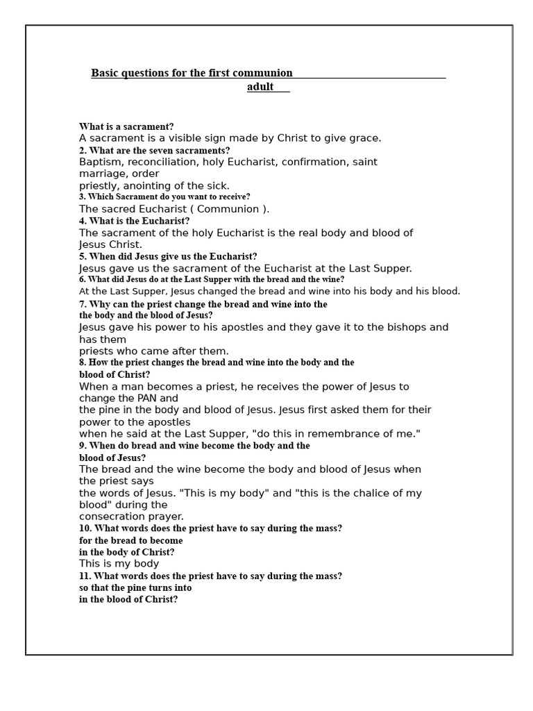Understanding the Eucharist for Communion | PDF | Eucharist | Mass ...