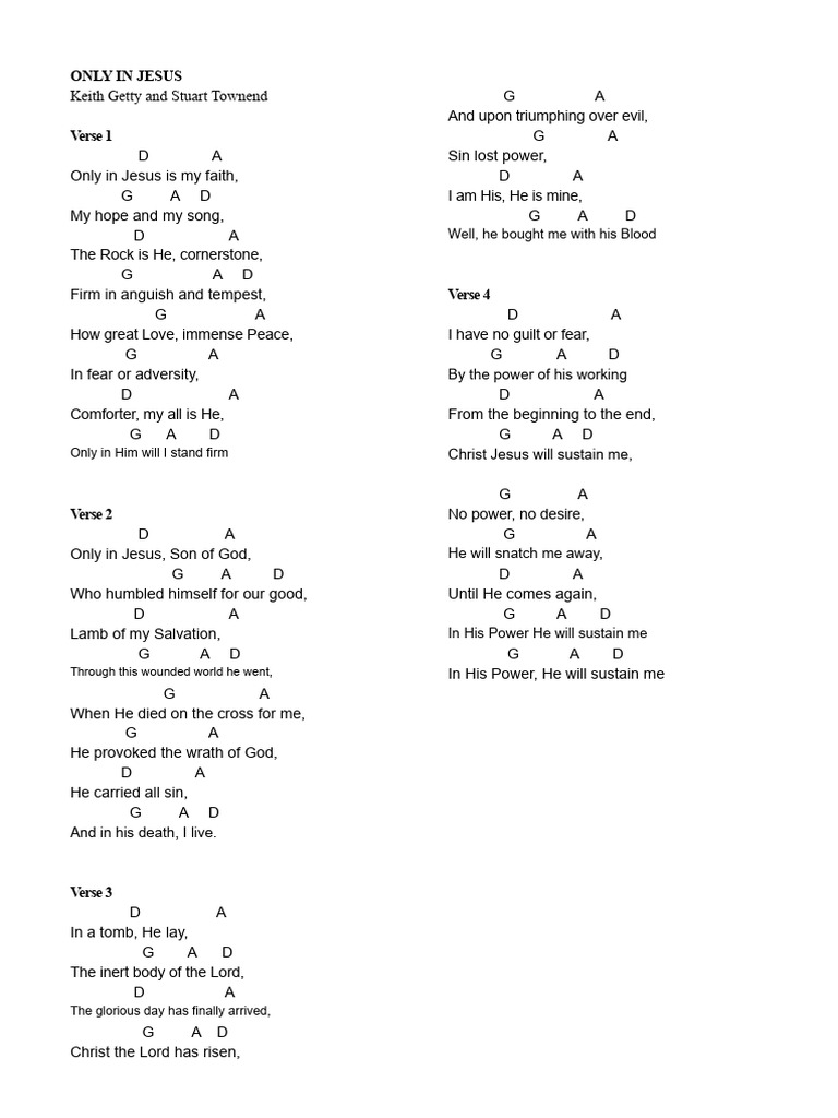 Only in Jesus: Faith and Hope Song | PDF