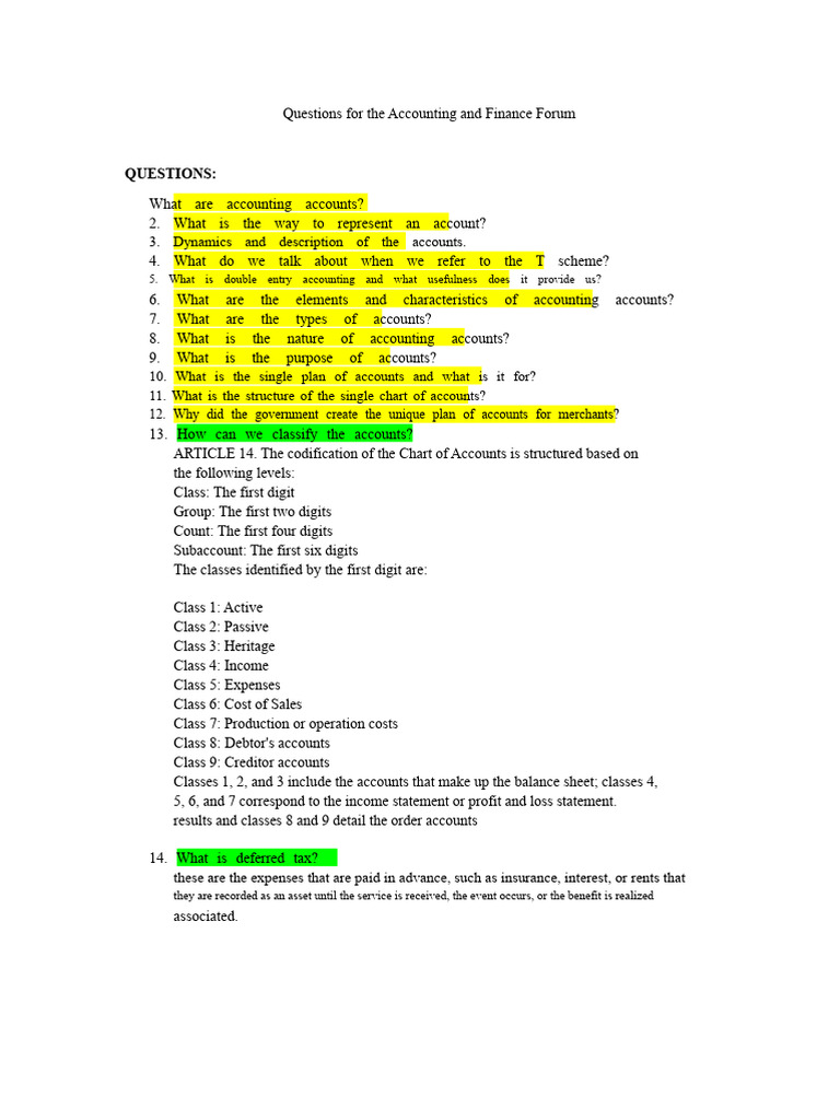 Key Questions on Accounting Accounts | PDF | Debits And Credits ...