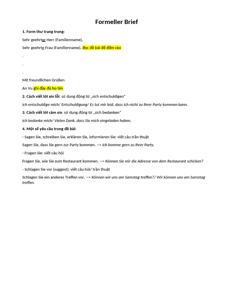 Formeller Brief 2 | PDF