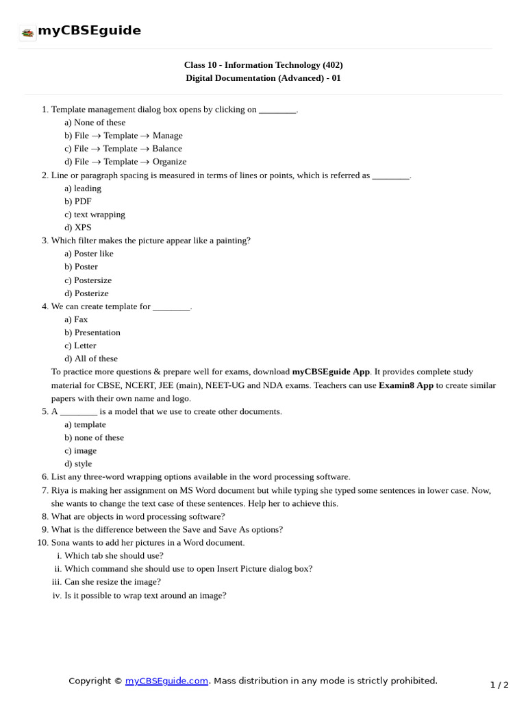 Digital Documentation Guide for IT Class 10 | PDF | Software | Computing