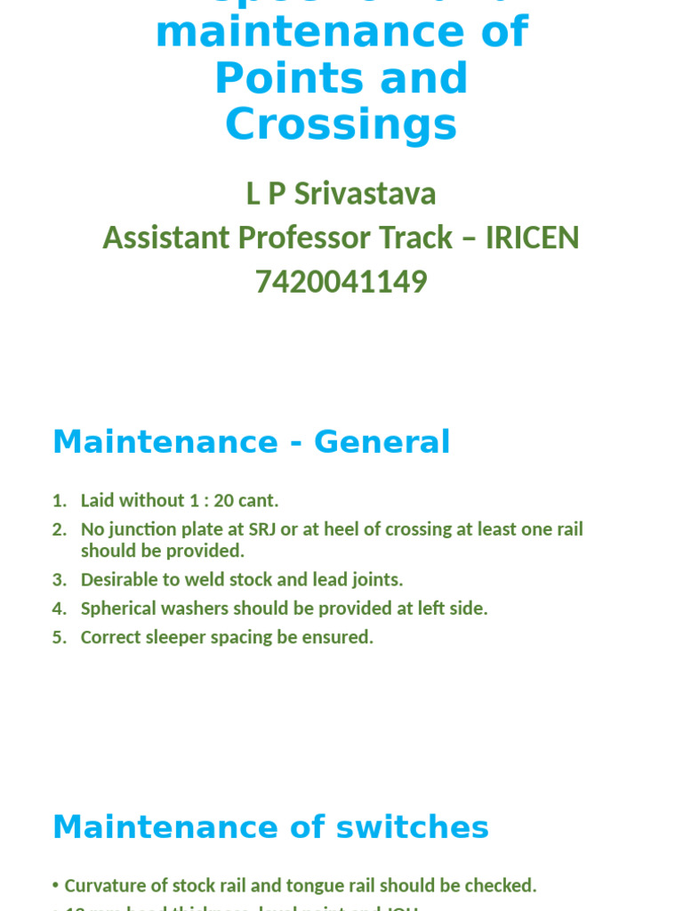 Points and Crossings Maintenance Guide | PDF