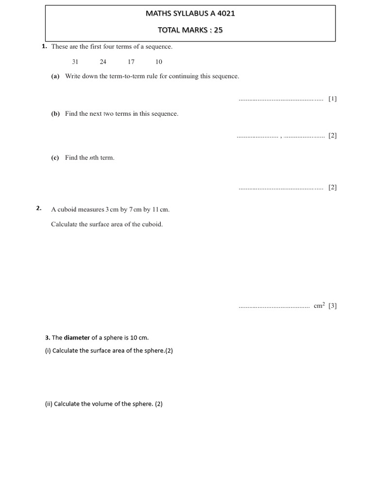 Test 3 Maths A 2025 | PDF