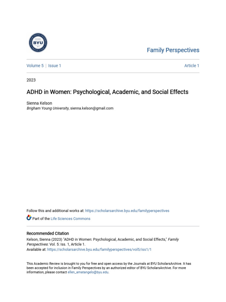 ADHD in Women: Effects and Challenges | PDF | Attention Deficit ...