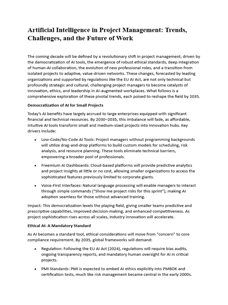 AI's Impact on Project Management 2035 | PDF | Artificial Intelligence ...