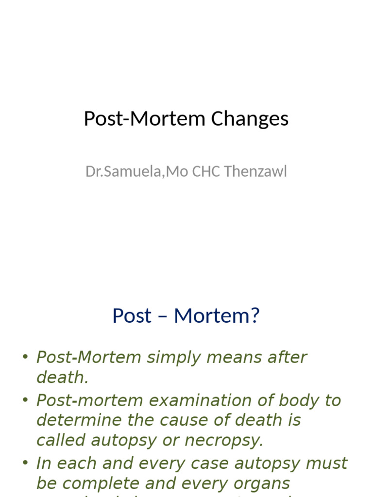 Post Mortem Changes | PDF | Death | Physiology