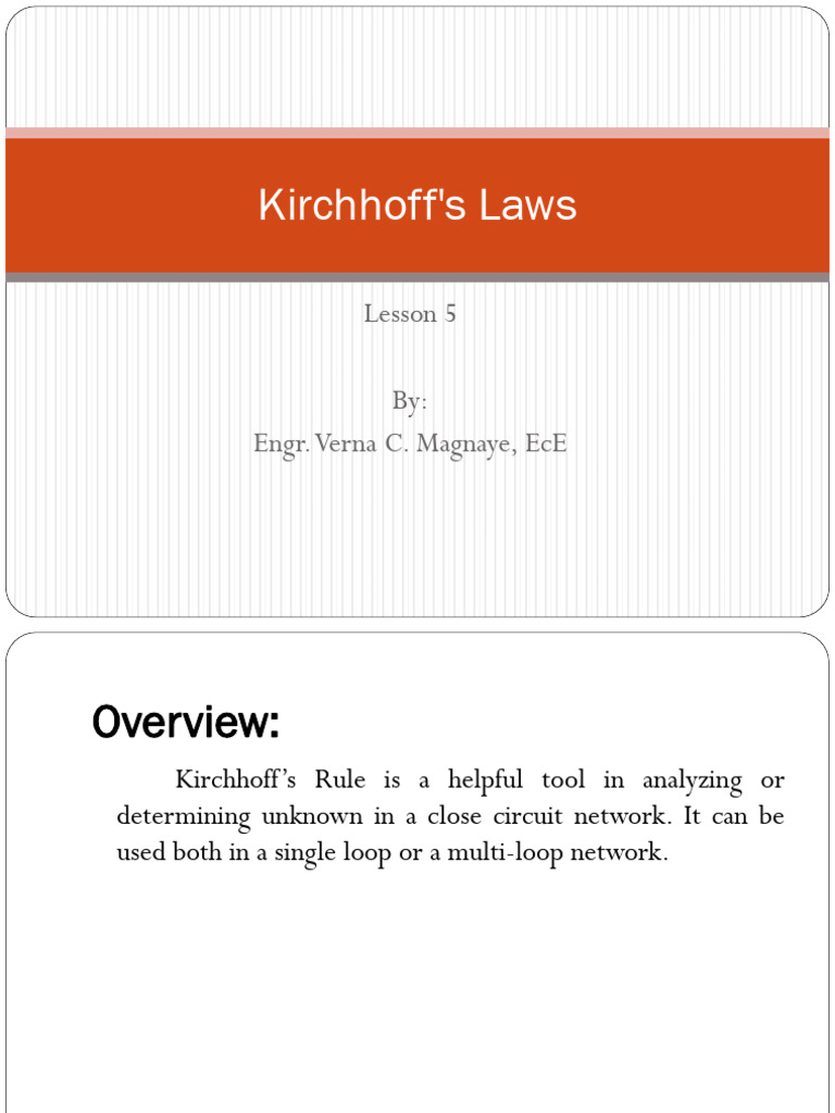 Lesson 5 - Circuits 1 Kirchhoff's Law of | PDF | Voltage | Electrical ...