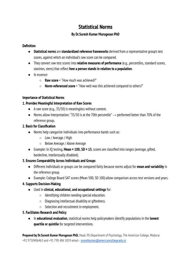 Understanding Statistical Norms | PDF | Standard Deviation | Standard Score