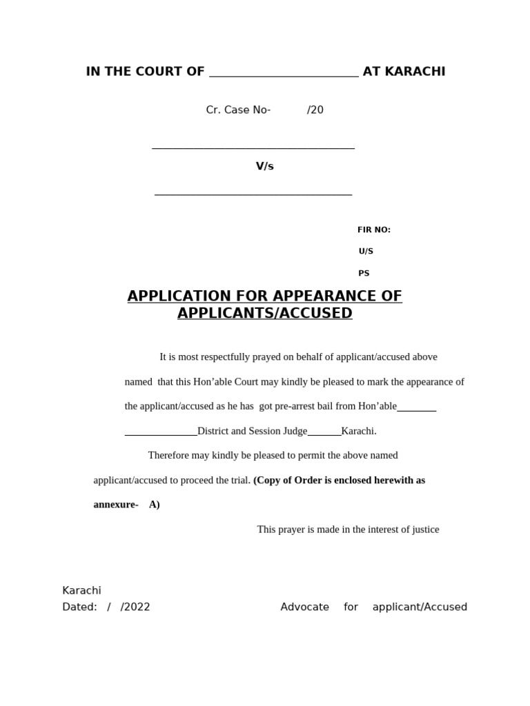 Application For Appearance | PDF | Justice | Crime & Violence
