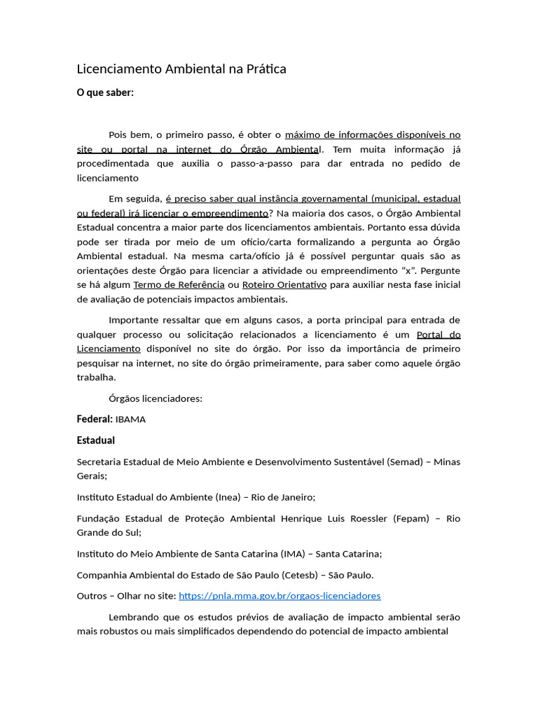 Guia Prático de Licenciamento Ambiental | PDF | Ambiente natural ...