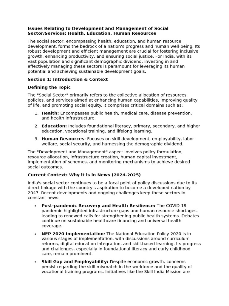 Social Sector Development Issues in India | PDF | Human Development ...