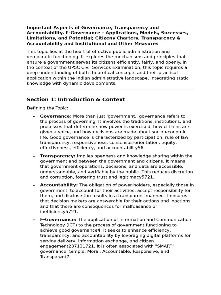Governance, Transparency, and E-Governance | PDF | Governance ...