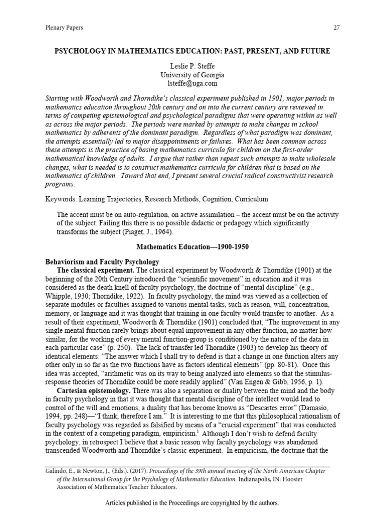 Psychology in Mathematics Education History | PDF | Constructivism ...