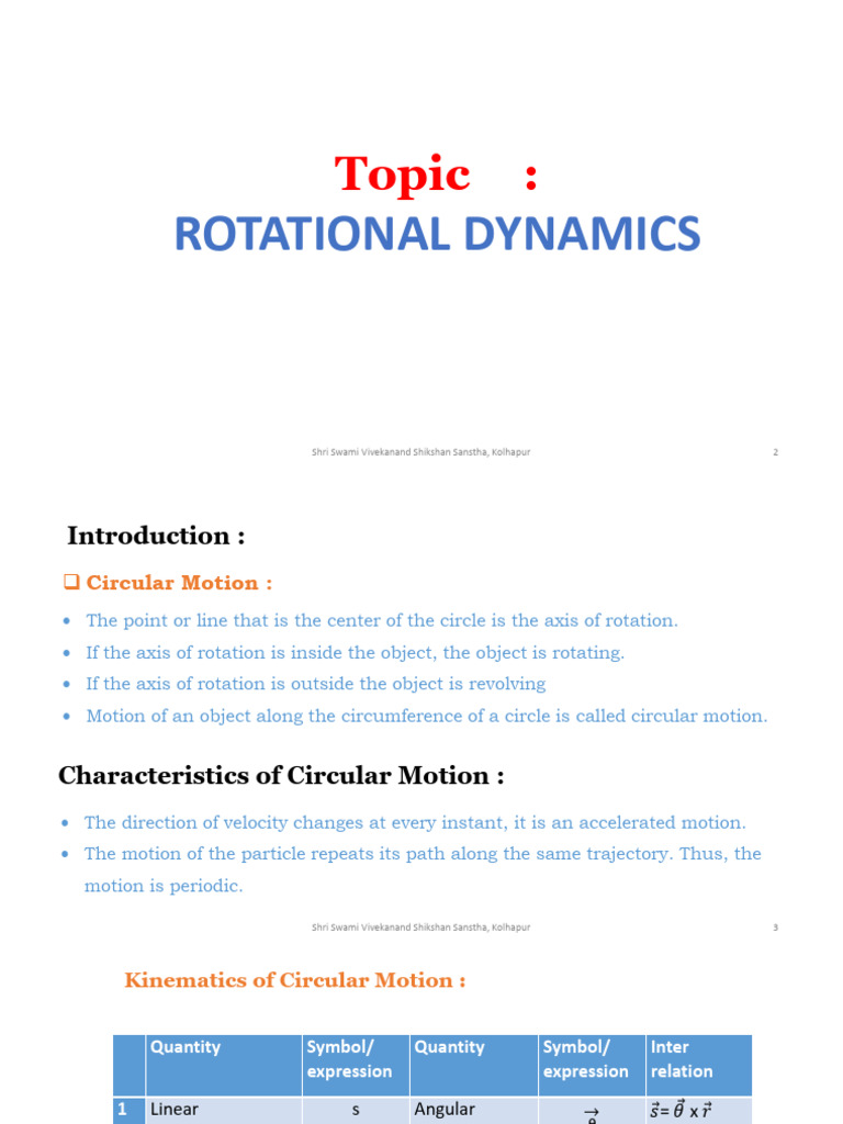 Understanding Rotational Dynamics Concepts | PDF | Rotation Around A ...