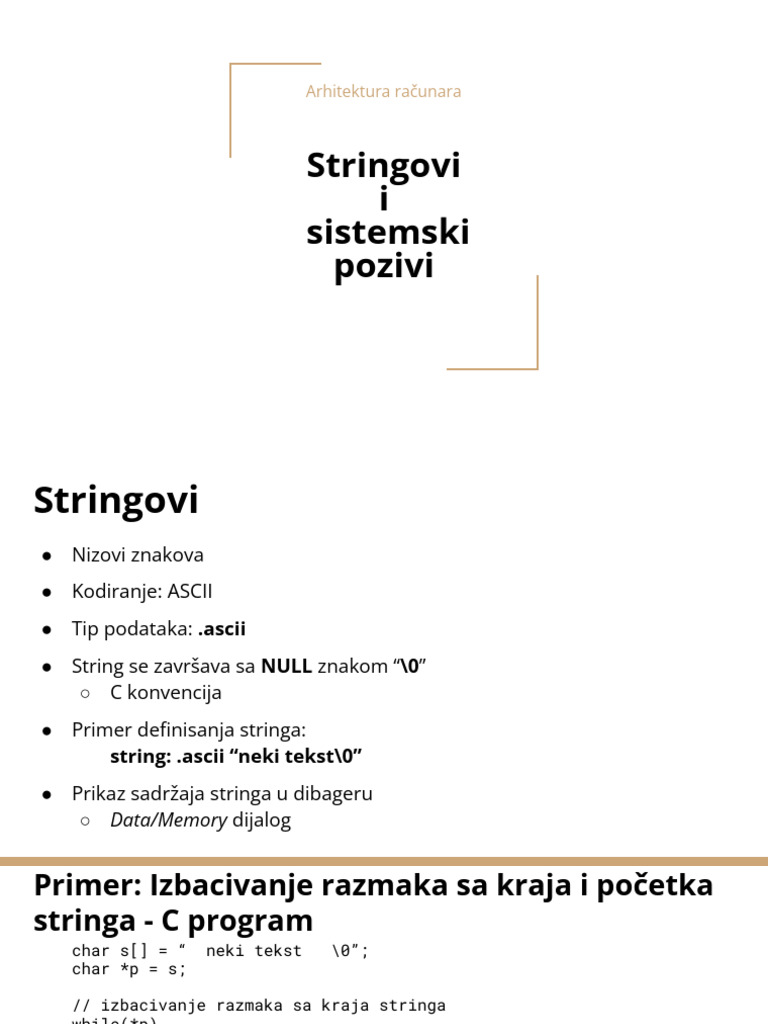04 Stringovi Sistemski Pozivi | PDF