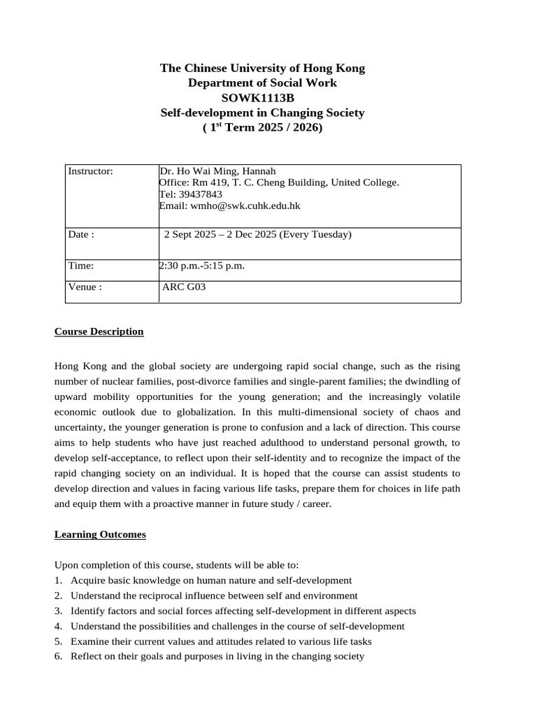 Self-Development Course at CUHK 2025 | PDF | Plagiarism | Citation