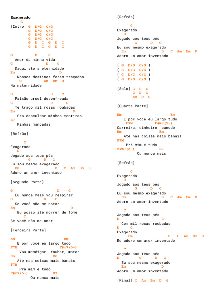 Letras de Músicas Românticas Brasileiras | PDF | La Bamba (canção ...