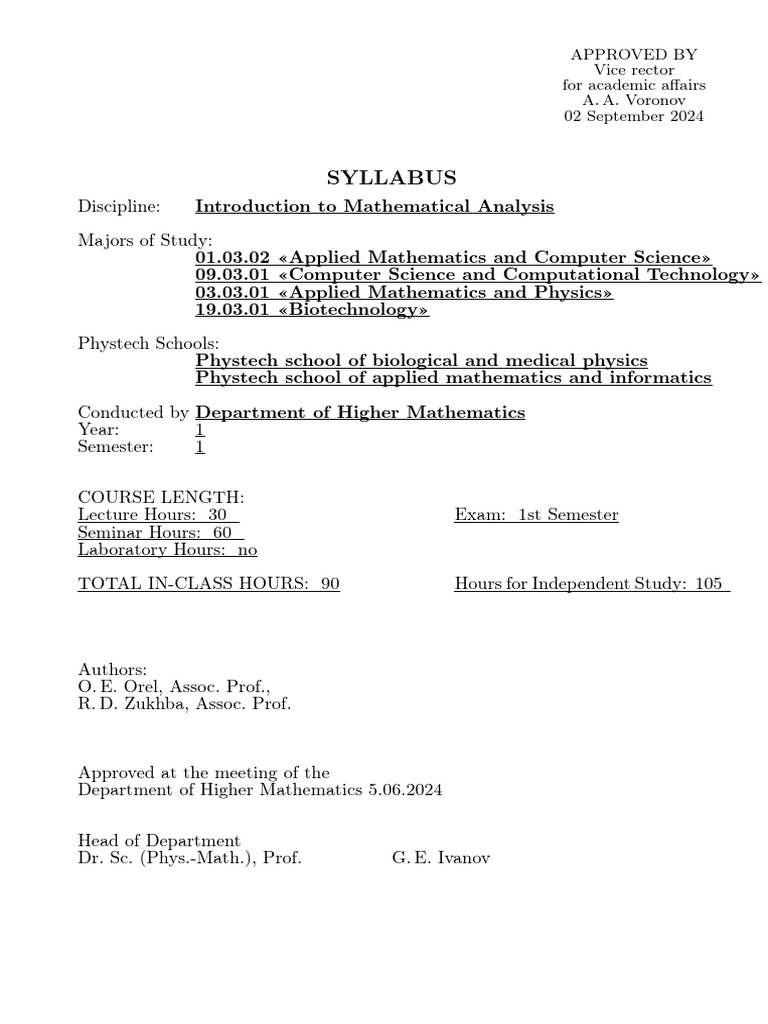 MathAnalysis1 Zukhba 2024-2025 | PDF | Limit (Mathematics) | Sequence