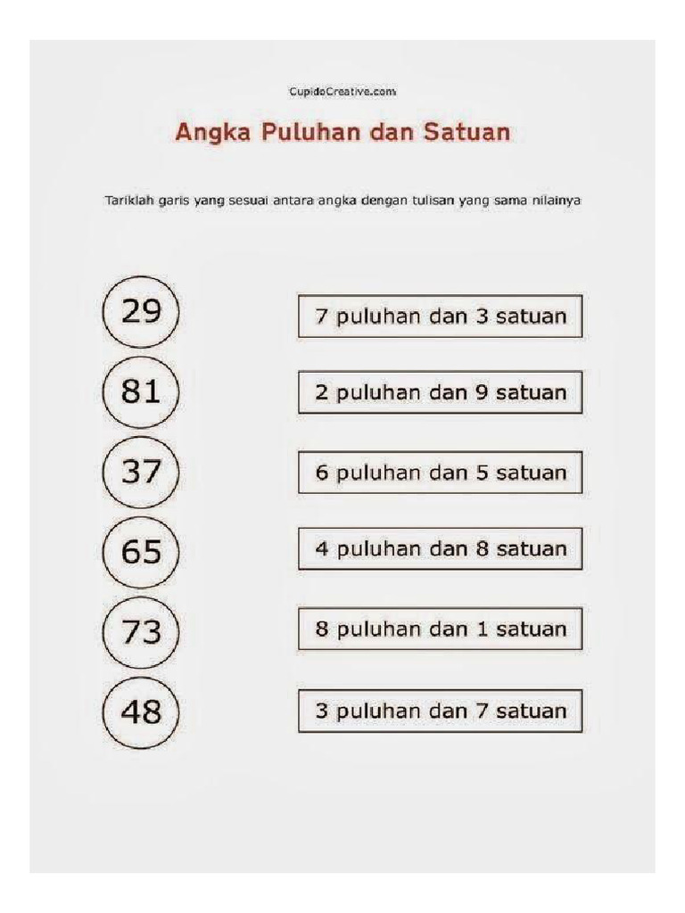 Angka Puluhan Dan Satuan Putih | PDF