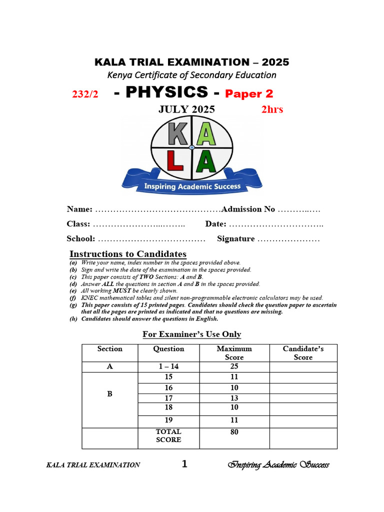 Kala - Mock 2025 Paper 2 Final | PDF | Photoelectric Effect ...