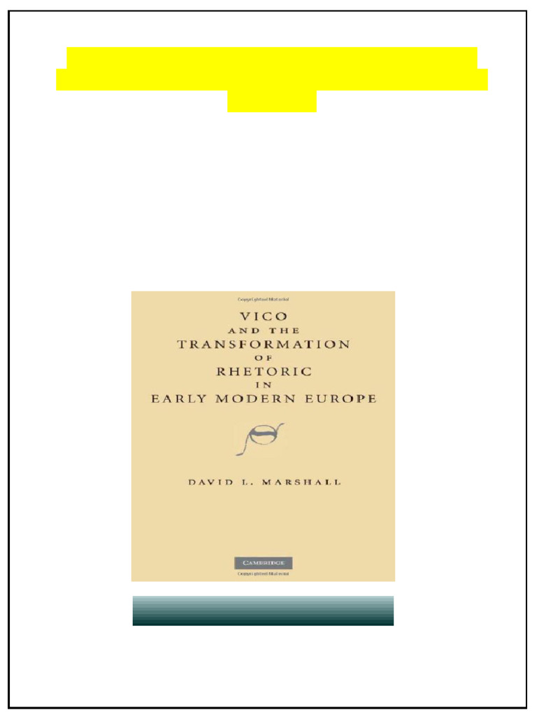 Vico and The Transformation of Rhetoric in Early Modern Europe 1st ...