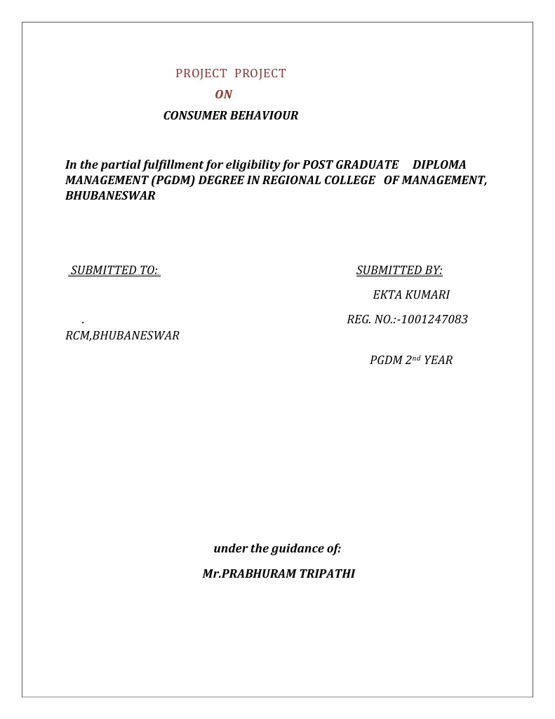 Consumer Behaviour Project Report | PDF