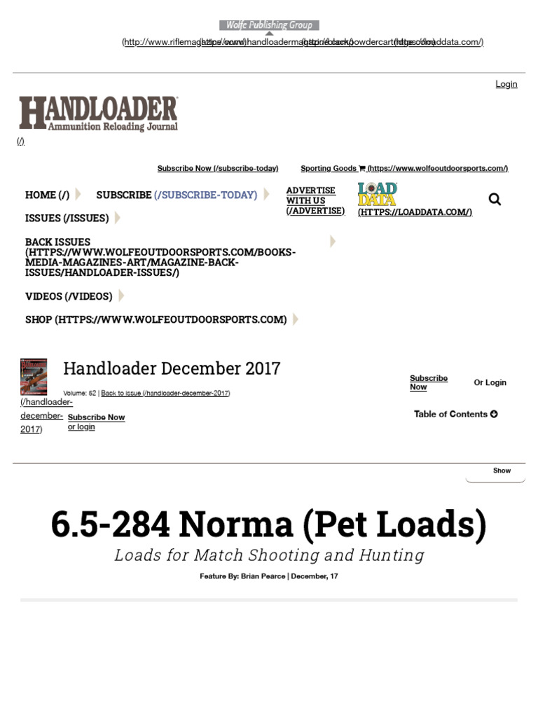 6.5-284 Norma (Pet Loads) - Handloader Magazine | PDF | Cartridge ...