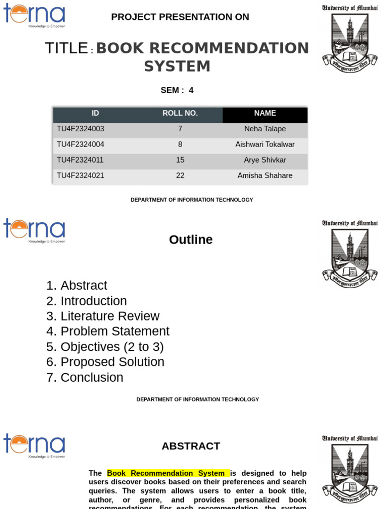 Book Recommendation System Overview | PDF | Usability | Computing
