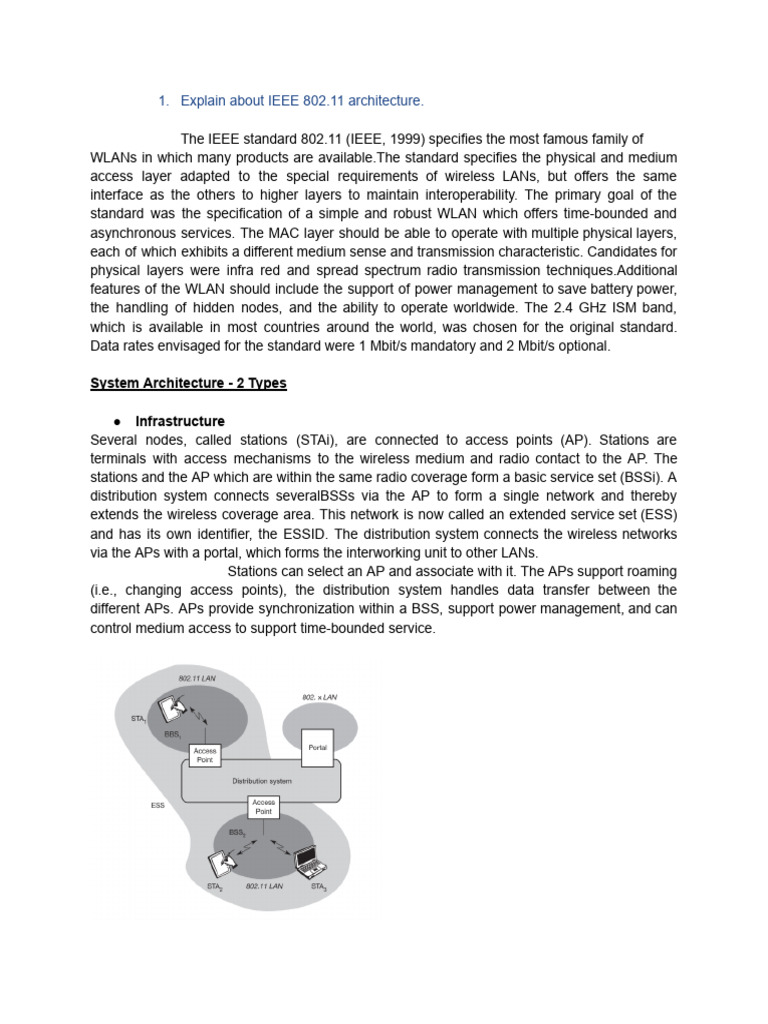 IEEE 802.11 Architecture Overview | PDF | Wireless Lan | Ieee 802.11