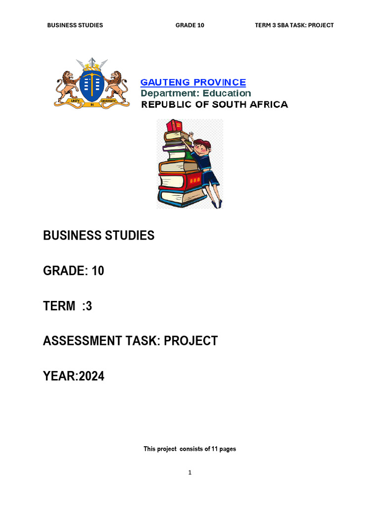 Grade 10 Business Studies Term 3 Project | PDF | Learning | Decision Making