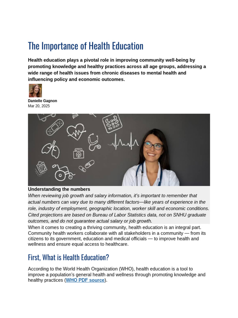 Importance of Health Education Explained | PDF | Health Equity ...