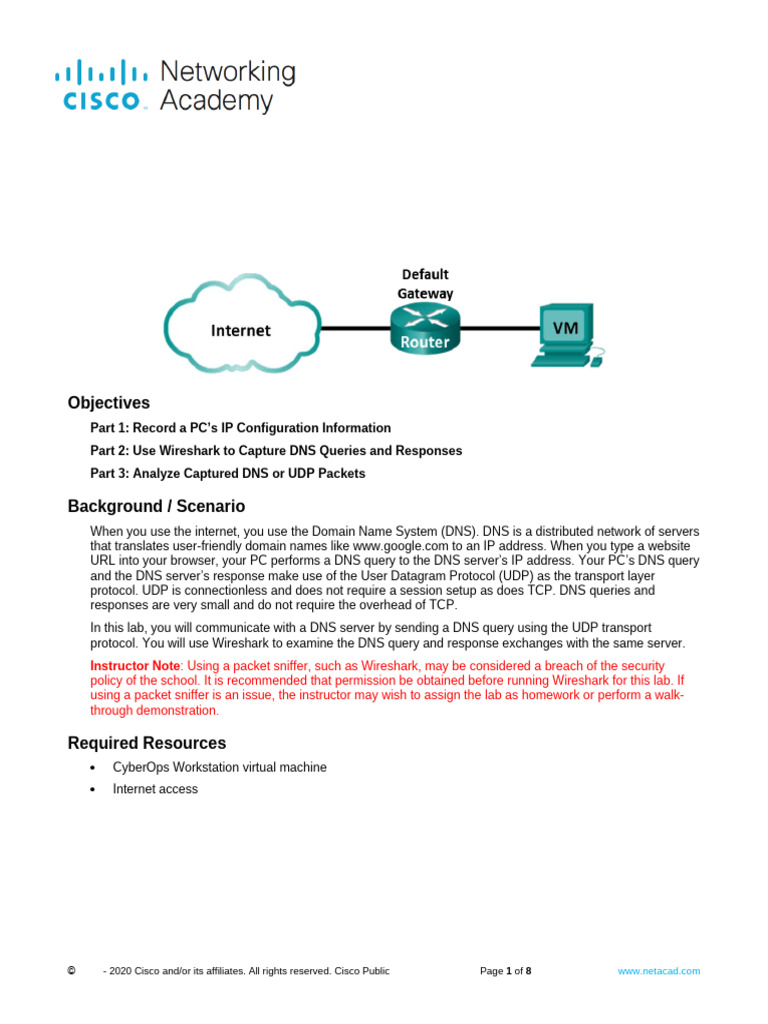 Wireshark DNS Query Analysis Lab | PDF | Domain Name System | Port ...