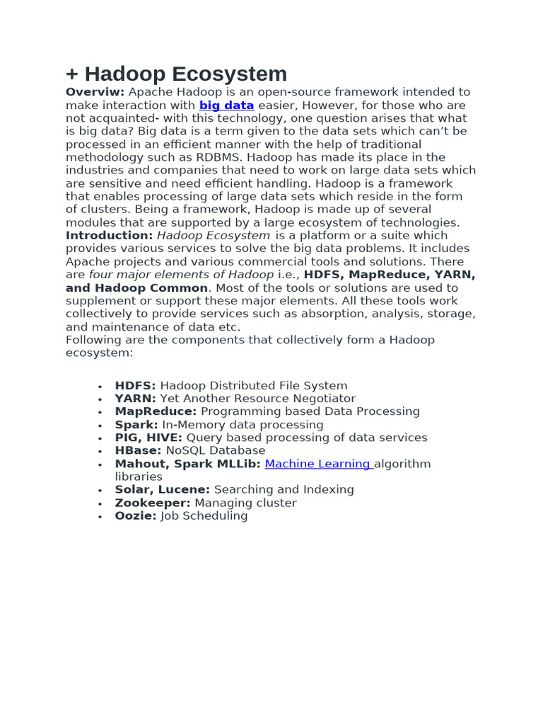 Hadoop Ecosystem & Architecture | PDF | Apache Hadoop | Map Reduce