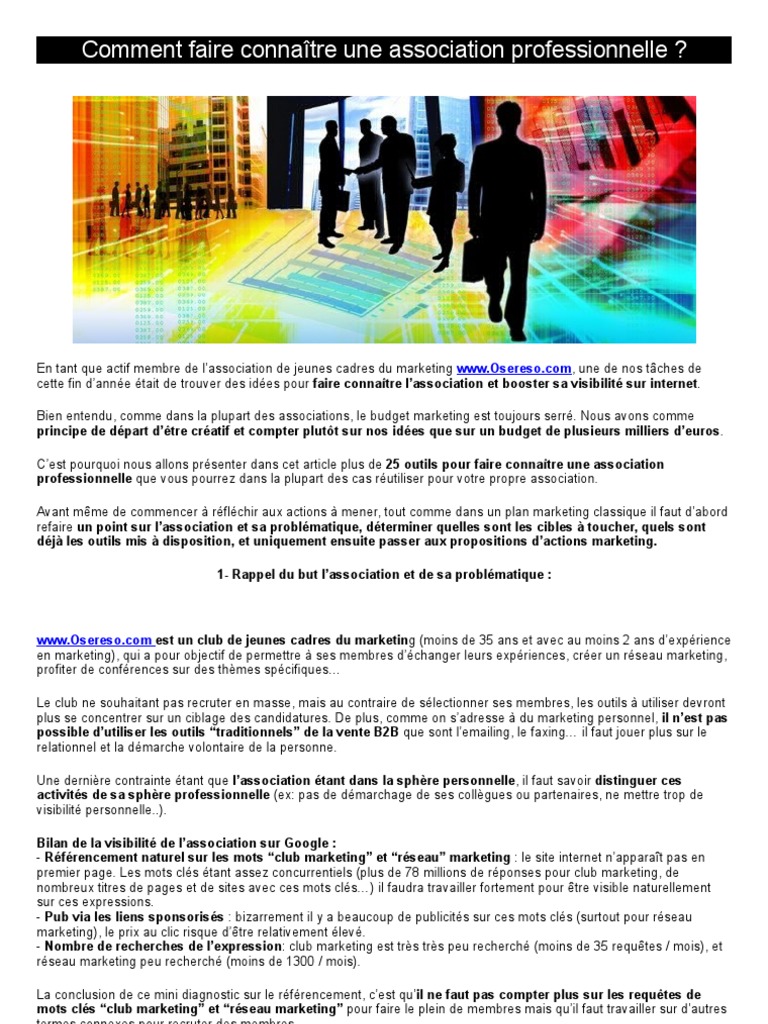 Comment faire connaître une association professionnelle  Blog