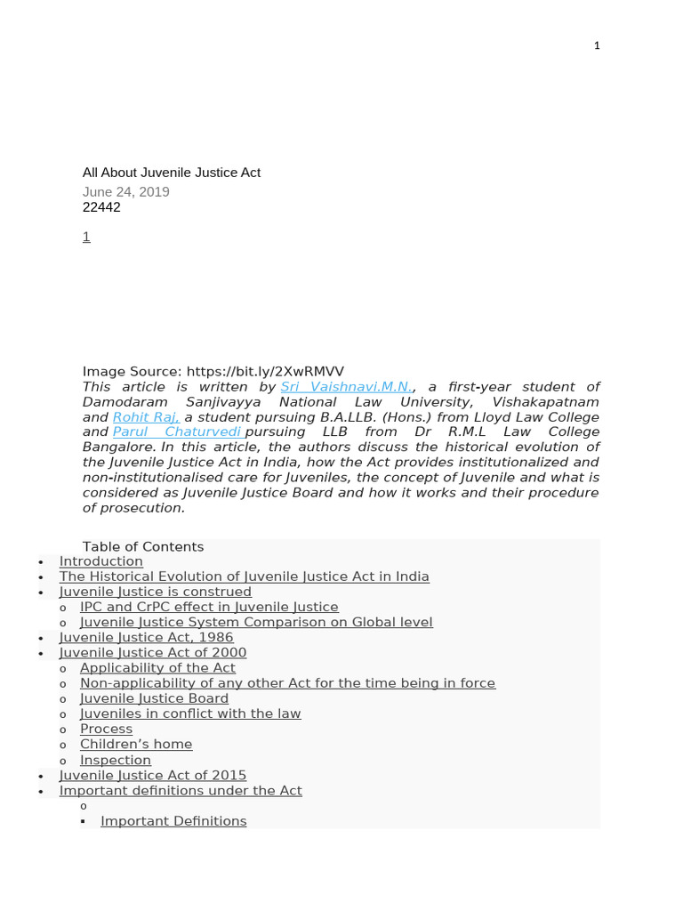 Overview of Juvenile Justice Act India | PDF | Juvenile Delinquency ...