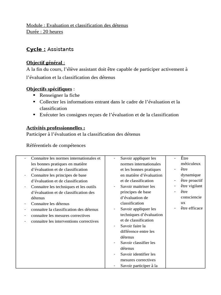 Évaluation et classification des détenus | PDF | Prisonnier | Prison
