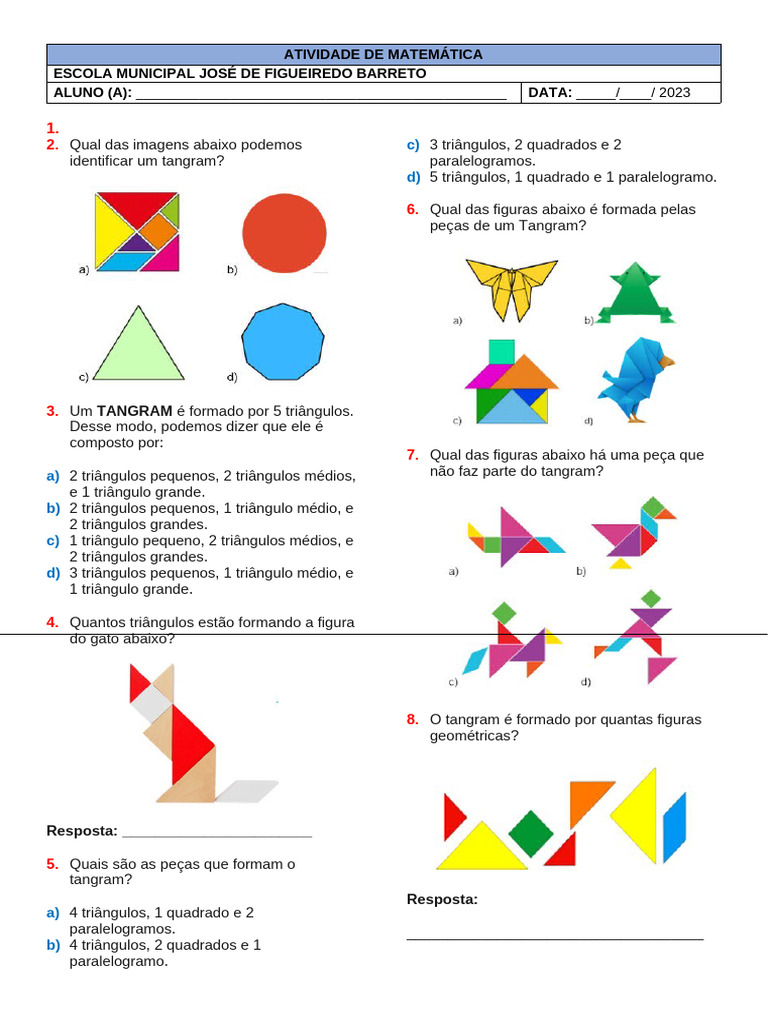 Atividades de Matemática com Tangram | PDF