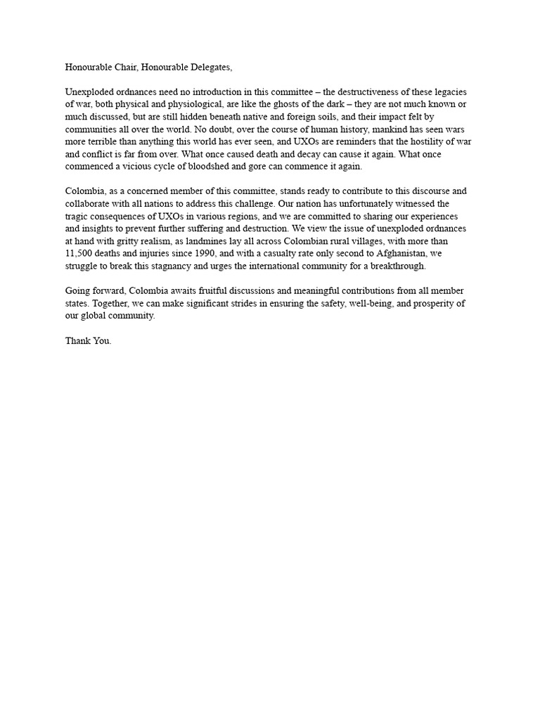 Colombia's Call to Address UXOs | PDF