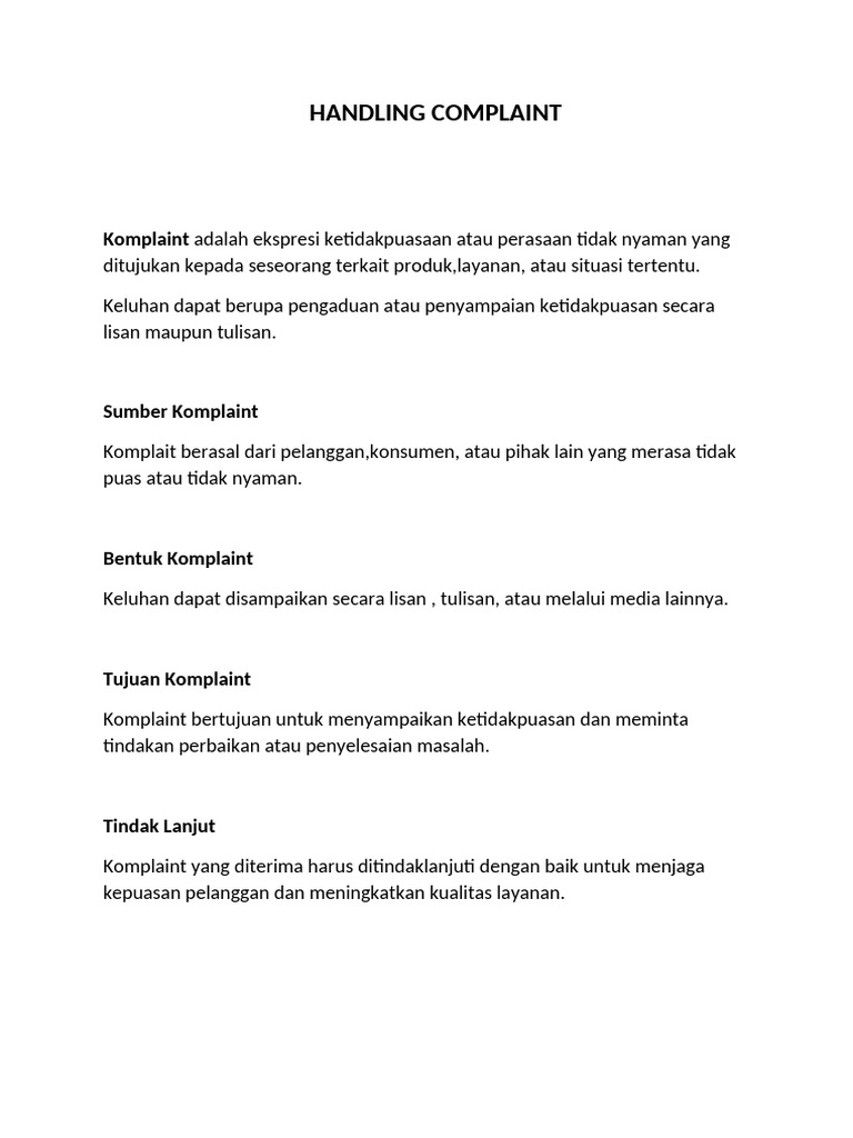 Penanganan Komplaint Pelanggan Efektif | PDF