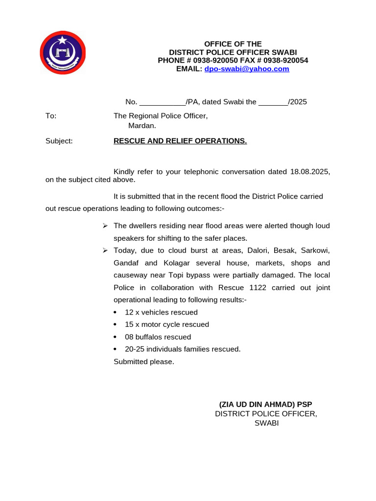 Rescue and Relief Operations During Flood 2025 | PDF