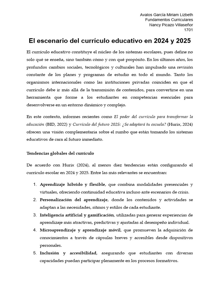 Futuro del Currículo Educativo 2024-2025 | PDF | Plan de estudios ...