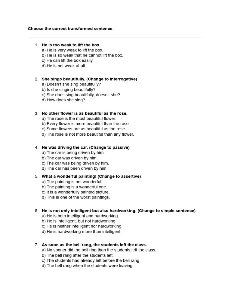 Sentence Transformation Exercises | PDF | Chess | Chess Theory