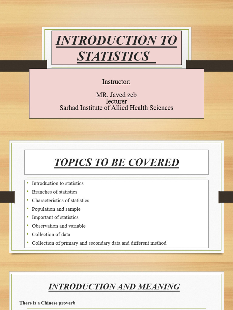Introduction to Statistics and Biostatistics | PDF | Statistics ...